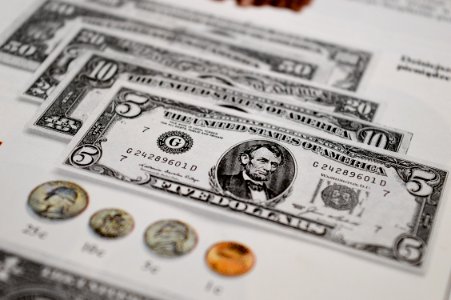 United States five-dollar bill photo