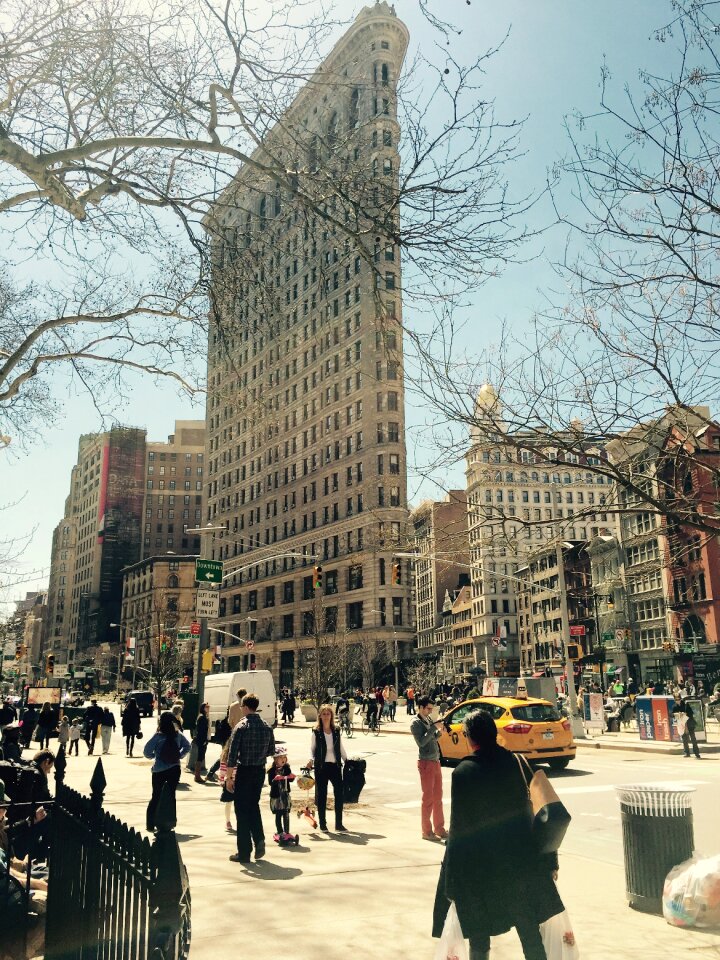 The big apple flat iron building tall building