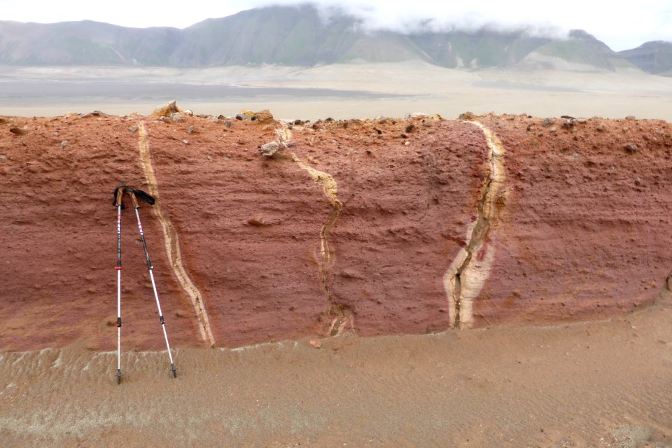 exposed fumarole pipes on the hingeline northwest of Mt. Cerberus 1 08042013