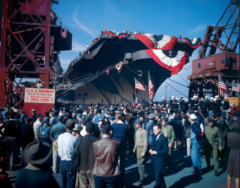 The USS Midway (CVB-41) launching