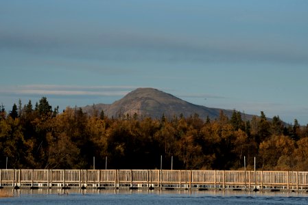 Brooks Mountain and the bridge across the lower river NPS Photo/Russ Taylor