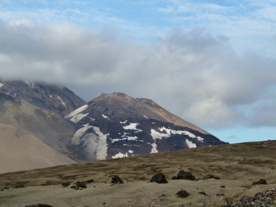 Southwest Trident from lateral moraine above the east Mageik lake