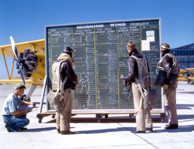 Naval aviation cadets check the morning roster