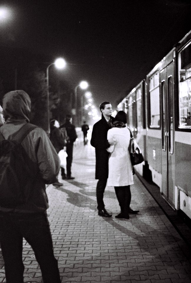 Praktica BC1 - Couple at Tram Stop