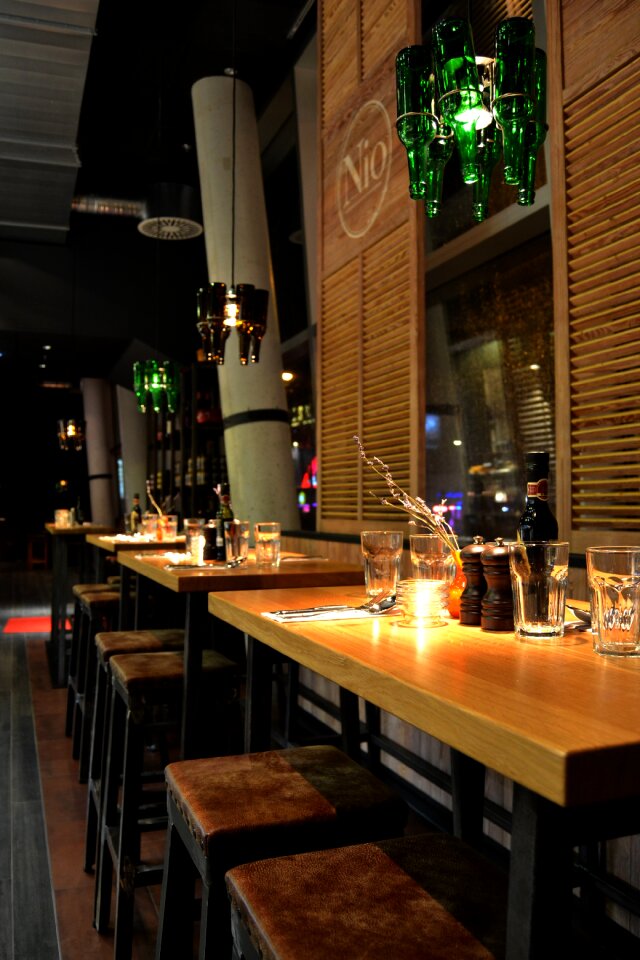 Bottle lamp high tables bar stool