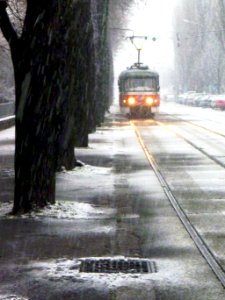 Tram and Snow photo
