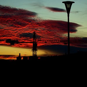 Lamp, Crane and Sunset - Square Version