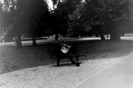 Kiev 4 - Man Reading a Newspaper in the Park