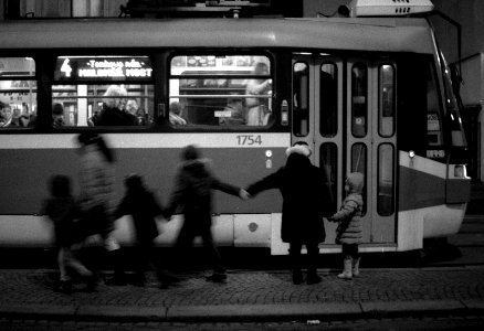 Praktica BC1 - Family at the Tram on Cejl Street photo