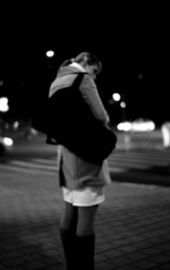 Praktica BC1 - Woman at bus Stop