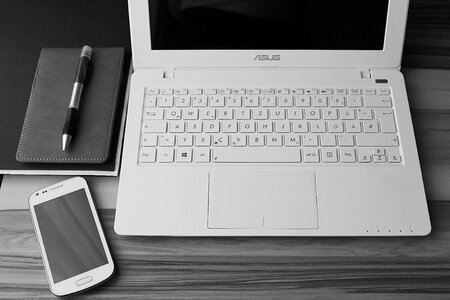 Home office work black and white