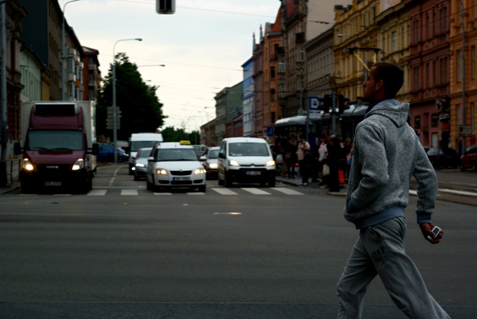 Sony Alpha A230 with Helios-44-2 - Man Crossing the Crossroads