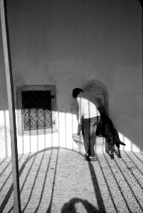 Canon Prima Zoom 80u (Sure Shot 80u) - Woman with Dog at a Fountain