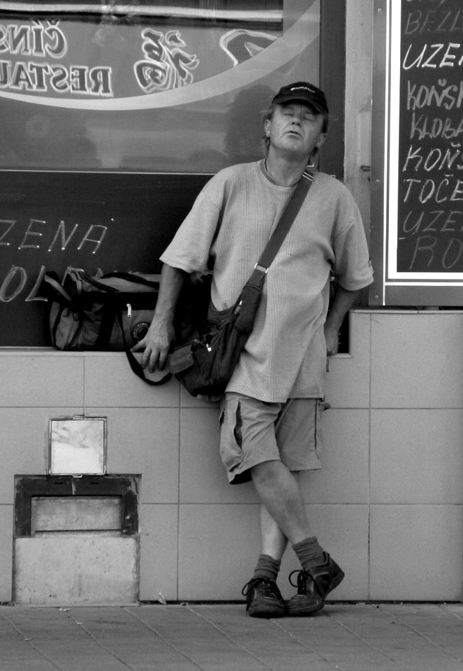 Another Candid Man in front of My Beloved Butcher Shop ;-)