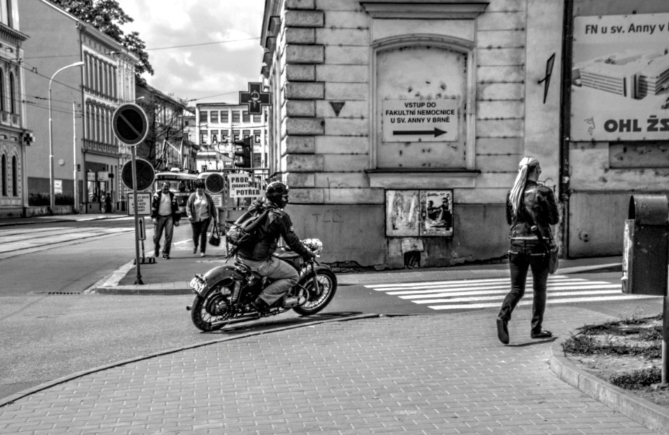 Street Scene with Retro Biker