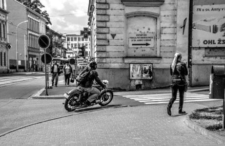 Street Scene with Retro Biker photo