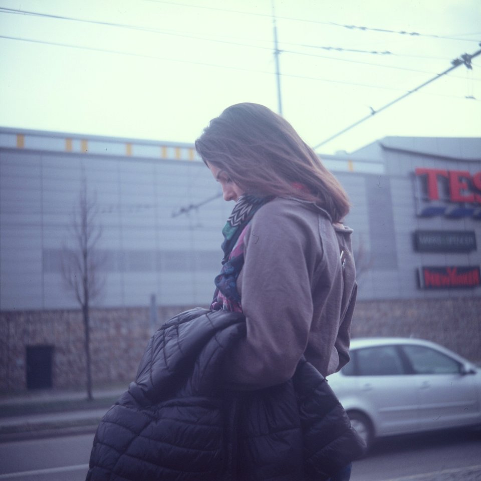 Lubitel 2 - Woman at Crosswalk