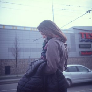 Lubitel 2 - Woman at Crosswalk