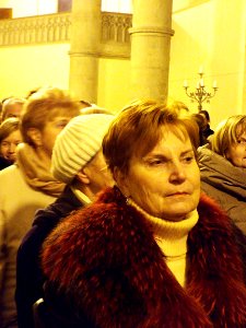 People Leaving the Red Church in Brno