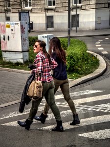 Girls at Crosswalk