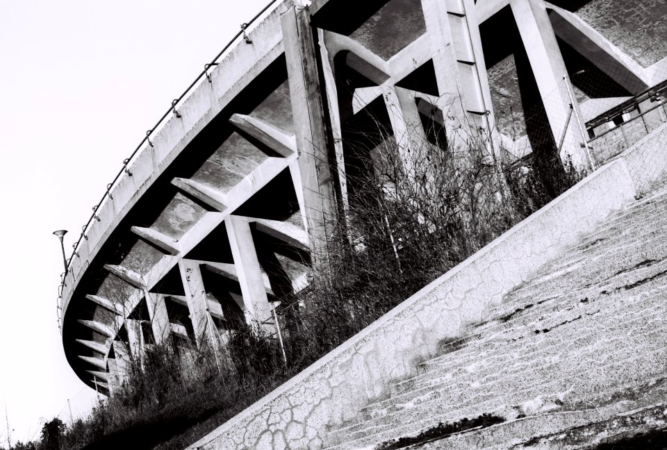 Canon EOS30 + ORWO DP3 film - Abandoned Stadium - Detail