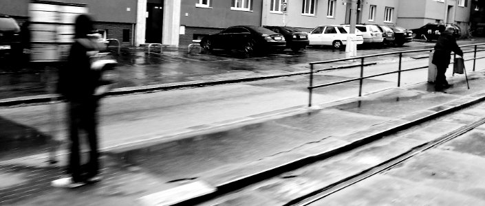 Tram Stop taken from Moving Tram photo