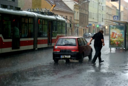 Sony Alpha A230 with Helios-44-2 - Pelting Rain on Hybešova Street 03