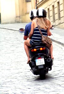 Couple on Motorcycle photo