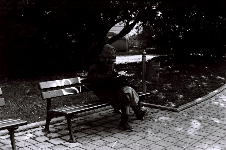Zorki 4 + Industar-61 L/D - Strange Lady in Heavy Coat 1