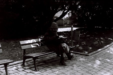 Zorki 4 + Industar-61 L/D - Strange Lady in Heavy Coat 1