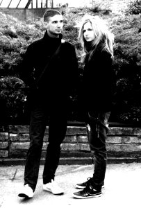 Young Couple at Tram Stop photo