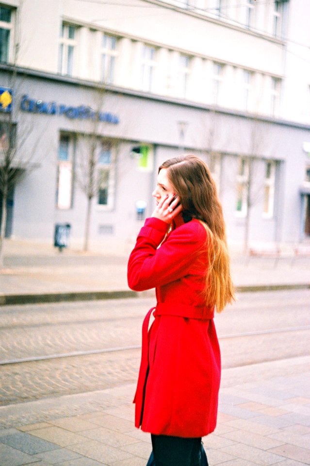 Praktica MTL 5 +  Helios 44-2 2/58 - Girl in Red on the Phone