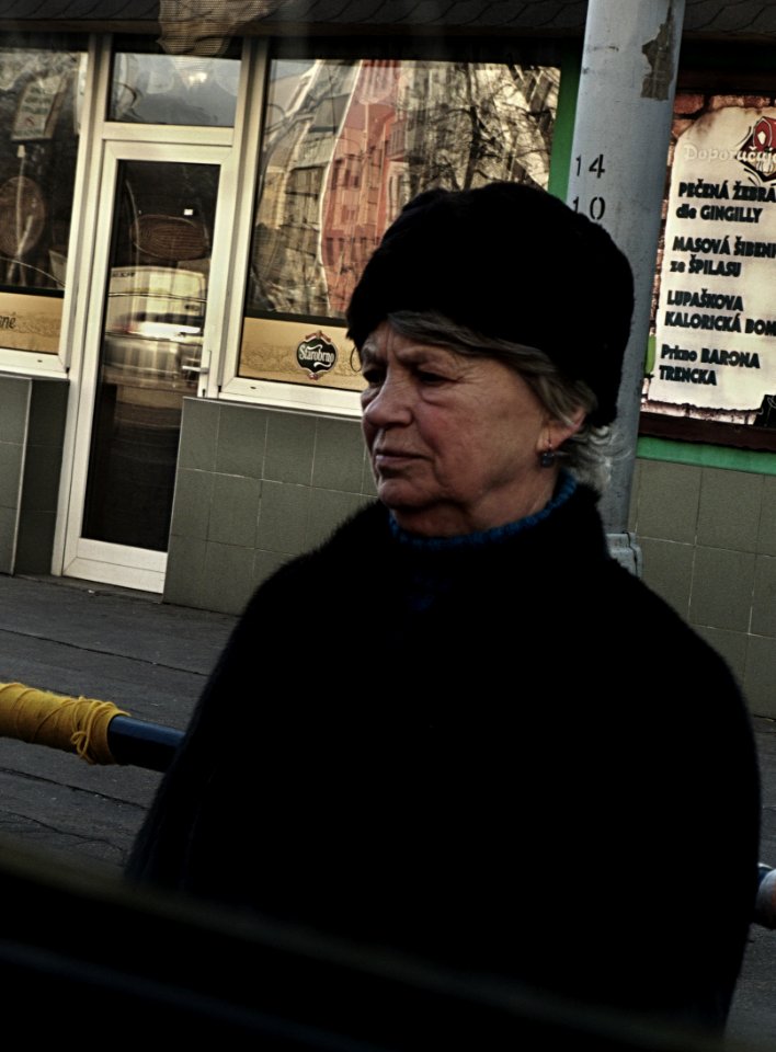 Woman at Tram Stop 1
