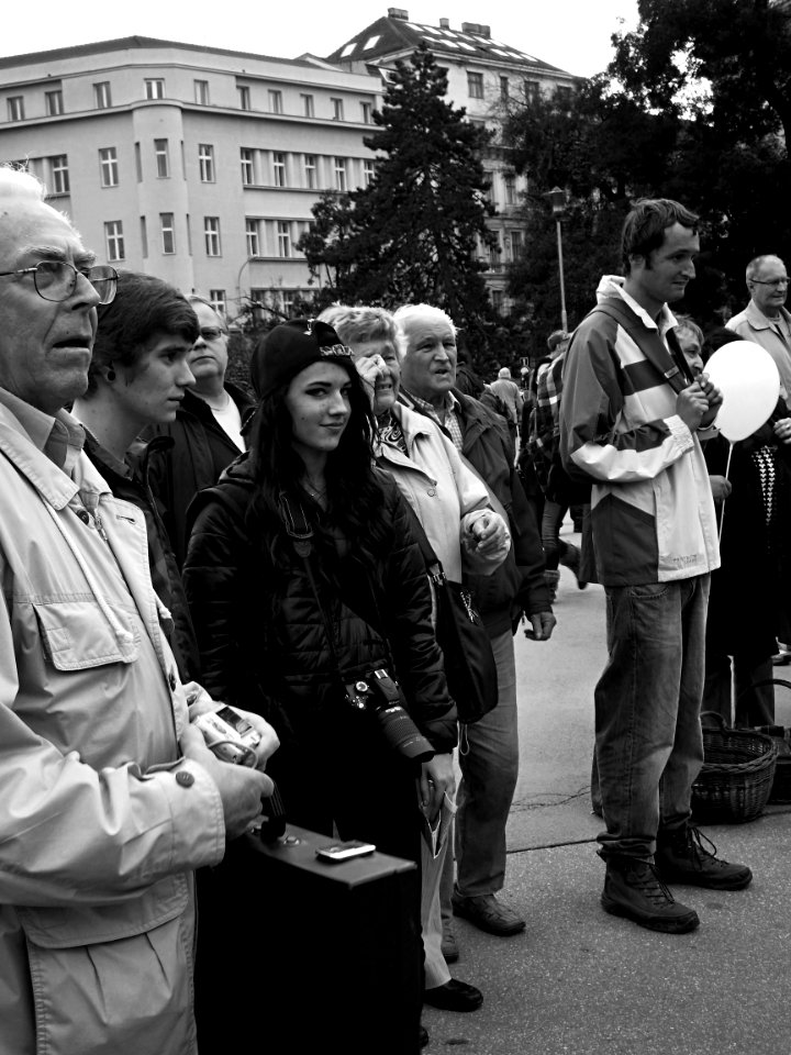 Gorgeous girl at Communist Party Rally B&W