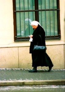 Ricoh TLS 401 + Pentacon Electric 4/200 MC - Nun and Her Reflection
