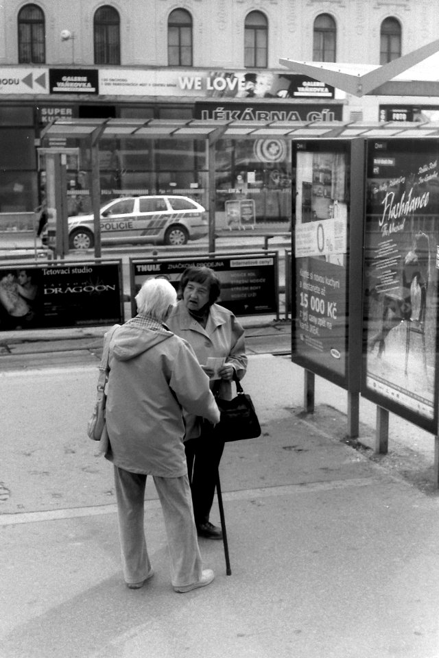 Kiev 4 - Old Ladies talking at Tram Stop