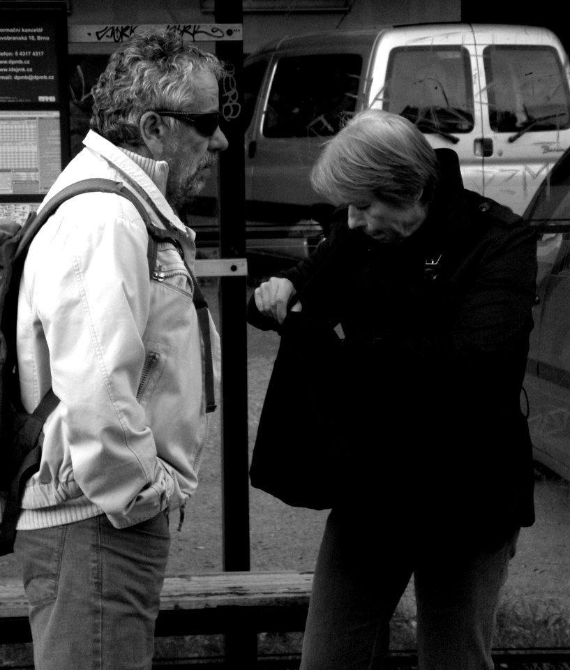 Couple at Bus Stop