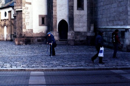 Zorki 4 + Industar-61 L/D - People on Sidewalk in fron of St. Jacobs Church