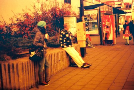 Praktica BC1 - Redscale - Bus Stop photo