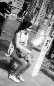 FED 3 + INDUSTAR-50 3,5/50 - Young Woman at Tram Stop