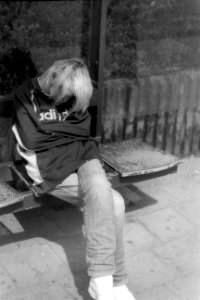 Woman Sleeping at Bus Stop (Kiev 4)