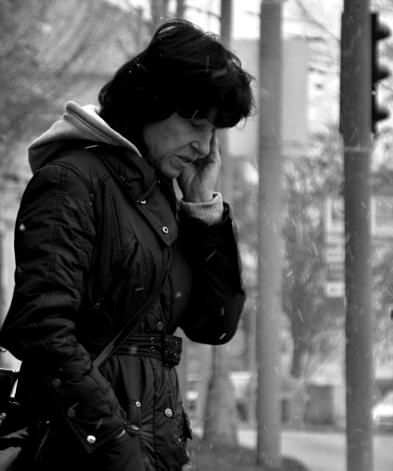 Woman on the Phone - B&W