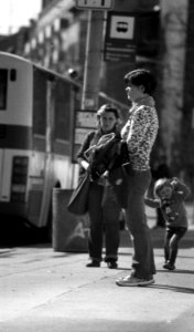 Praktica MTL 5 + Pentacon Electric 4/200 MC - People at Tram Stop