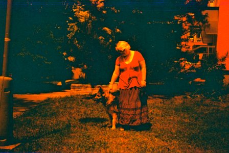 Pentacon Electra + redscale film - My Ex-wife Lucienne with Eliška
