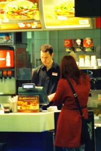 Praktica MTL 5 + Pentacon Electric 4/200 MC - At a Buffet (Prague Main Train Station)
