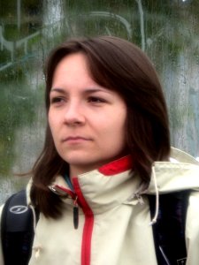 Woman at Tram Stop 1 photo