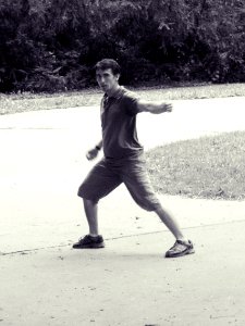 Young Man Training Kung-fu in the Park