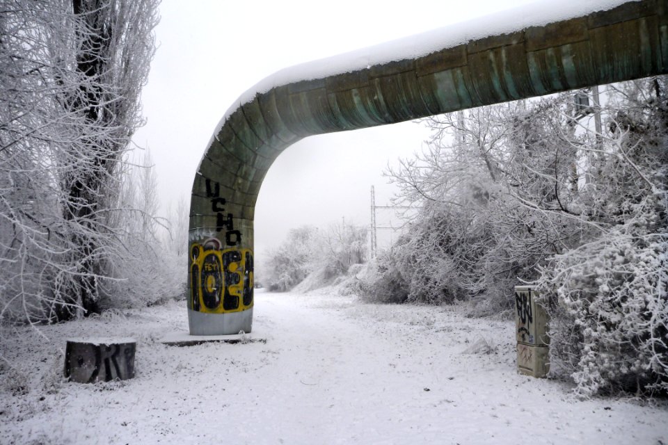 Winter Landscape with a Pipeline