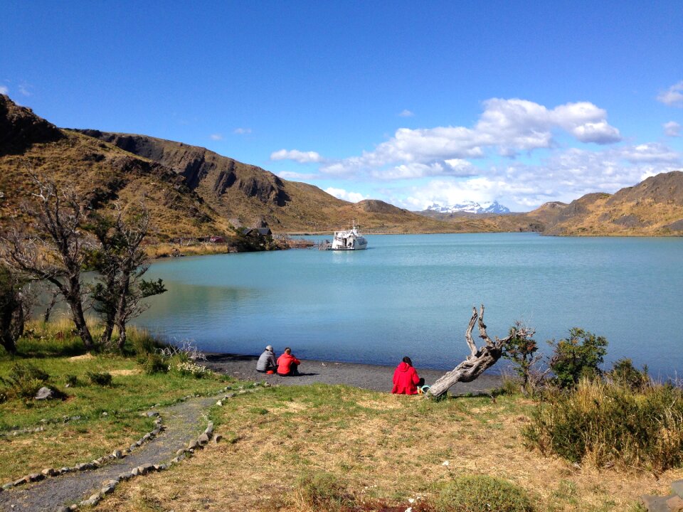 Boat mountains landscape
