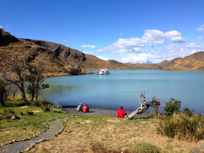 Boat mountains landscape